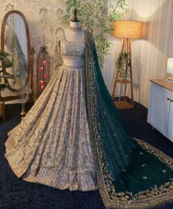Golden Net Sequins Cutdana worked Designer Lehenga auto draft