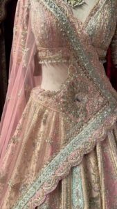 Blush Peach & Ivory with Mint Green and Antique Gold Embroidery blush peach & ivory with mint green and antique gold embroidery